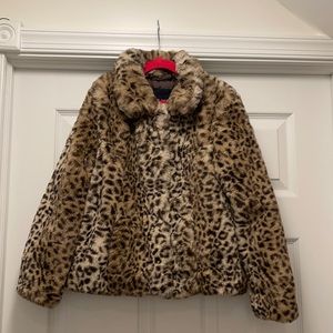 Faux fur leopard coat 7/8